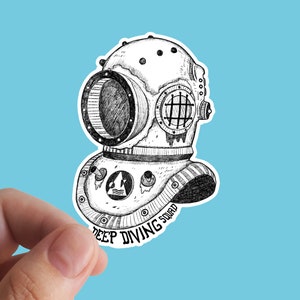 Scuba Diver pegatina, pegatinas de vinilo, mar, náutico, retro, pegatinas portátiles, buceador, buceo, buceo, océano
