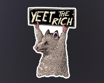 Sticker Yeet The Rich, communisme, links, laptopskin