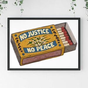 Póster "Sin justicia, no hay paz", izquierdista, lámina artística, anticapitalismo, socialista, "Cómanse a los ricos", derechos, comunista, marxismo