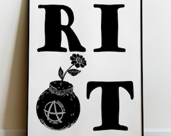 Riot Art Print, Anti Capitalism, Socialist, Poster, Riot