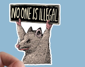 Sticker Niemand is illegaal, sticker racisme, inheemse volkeren