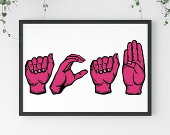 ACAB Sign Language Art Print, Leftist Activism Poster