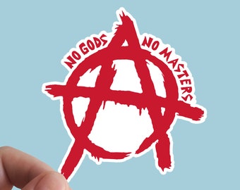 No Gods No Masters Sticker, Anarchist, Socialist, Punk