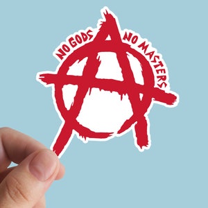 No Gods No Masters Sticker, Anarchist, Socialista, Vinyl Stickers, Punk, Communism, Leftist, Anti Capitalist