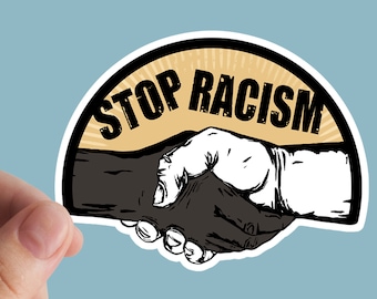 Vinylsticker Stop racisme, rassengelijkheid, links