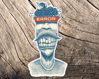 Pegatina de vinilo "Error Man", regalo para informáticos y programadores.