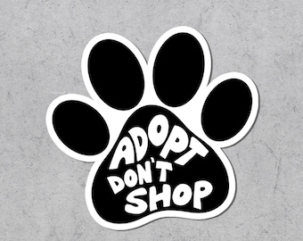 Vinylsticker Adopt Don't Shop, dierenreddingspootafdruk