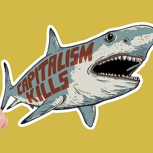 Il capitalismo uccide l'adesivo, la sinistra, il comunismo, il socialista, l'adesivo in vinile, la giustizia, il marxismo, l'anticapitalismo