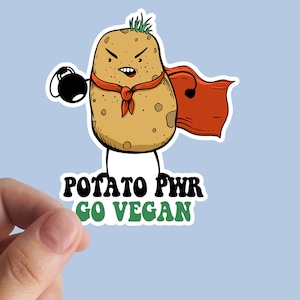 Autocollant Pwr de pomme de terre, autocollant végétalien, végétalien, végétarien, décalque de Macbook, ordinateur portable d’autocollants, go vegan, amis pas nourriture