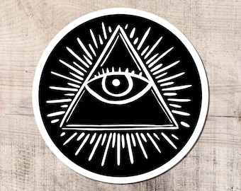 Sticker alziend oog, amulet magisch symbool, waterdichte vinylsticker