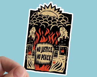 No Justice No Peace Vinyl Sticker, Protest Art
