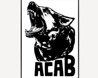 ACAB Dog Art Print, anarchistisch-socialistische poster