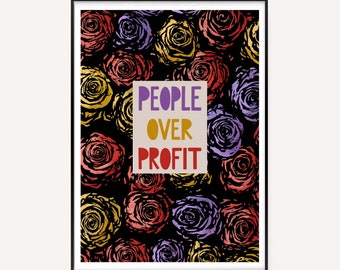 People Over Profit Print, Marxism, Resist Art