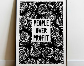 Poster People Over Profit, socialist, solidariteit