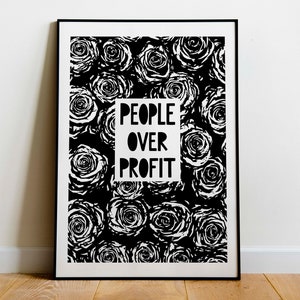 People Over Profit Poster, Art Print, Leftist, Anti Capitalism, Socialist, Solidarity, Marxism, Resist, Rights