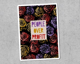 Sticker People Over Profit, mensenrechten, socialisme, communistisch