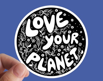 Sticker Love Your Planet, activisme, rechten, milieu