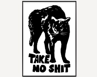 Lámina artística "No te metas con las tonterías" de un gato, póster contra el acoso escolar.