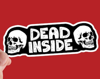 Dead Inside Skull Vinyl Sticker, Goth Anarchist Rock
