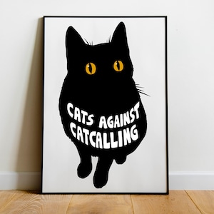 Manifesto femminista, di sinistra, stampa artistica, anticapitalismo, BLM, femminismo, socialista, solidarietà, diritti delle donne, girl power, richiamo del gatto