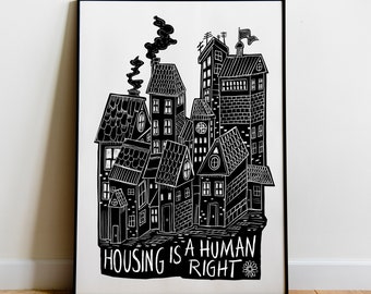 La vivienda es un derecho humano Impresión, socialista, derechos, igualdad, nadie es ilegal, póster, izquierdista, marxista