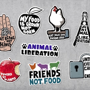 Veganisme Sticker Pack 2, Veganistisch, Bundel, Coupon, Veganisme, Vegetarisch, Stickers Laptop, Dierenrechten, Justitie