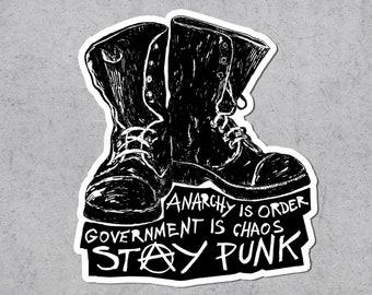 Pegatina de vinilo "Botas de la Anarquía", Punk Rock, Anticapitalismo