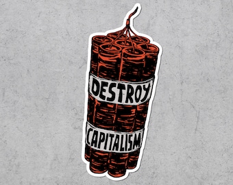 Pegatina "Destruye el capitalismo", "Socialismo", "Resiste el arte"