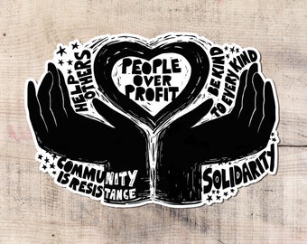 Sticker activisme, sticker antikapitalisme, verzet, sociale rechtvaardigheid