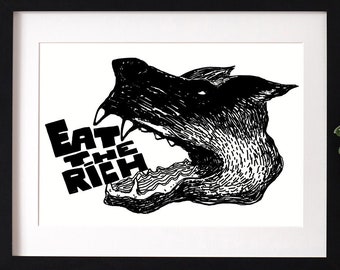 Ät de rika konsttryck, anarkistisk affisch, vänsterväggdekor