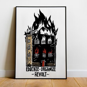 Educate Organize Revolt Print, Socialism, Political Anti Capitalist Art image 4