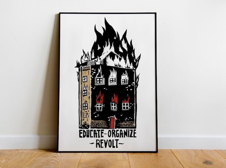 Educate Organize Revolt Print, Socialism, Political Anti Capitalist Art image 4