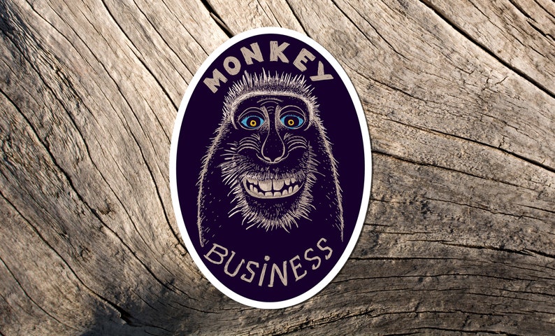 Monkey Business Sticker Monkey Animals Vinyl Decal Vinyl - Etsy