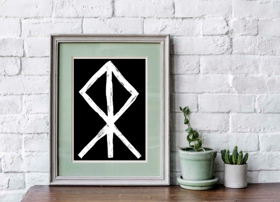 Rune Glifberg サイン入り ポスター Right Guard 賞 Courage Rune Poster, Viking, Good Vibes, Print, Rune Poster