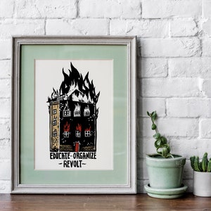 Educate Organize Revolt Print, Socialism, Political Anti Capitalist Art image 2