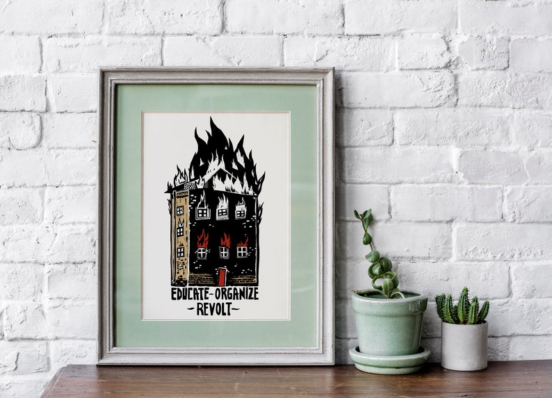 Educate Organize Revolt Print, Socialism, Political Anti Capitalist Art image 2