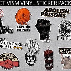 Activisme Sticker Pack 2, Coupon, Bundel, Acab, Links, Communisme, Eat The Rich, Activisme, Immigrant, Marxist