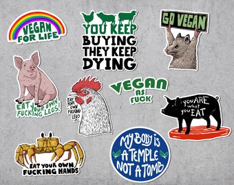 Veganism Sticker Pack 1, Vegan, Bundle, Coupon, Veganism, Vegetarian, Stickers Laptop, Rights, Animals, Justice