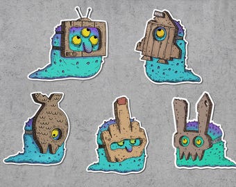 Pacchetto di adesivi di esemplari, pacchetto di creature, bundle, arte dei cartoni animati