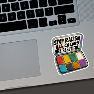 Stop Racism Sticker, Racism, Vinyl Stickers, Solidarity, Blm, Leftist, Stop Racism, Justice, Marxism, Rights image 3