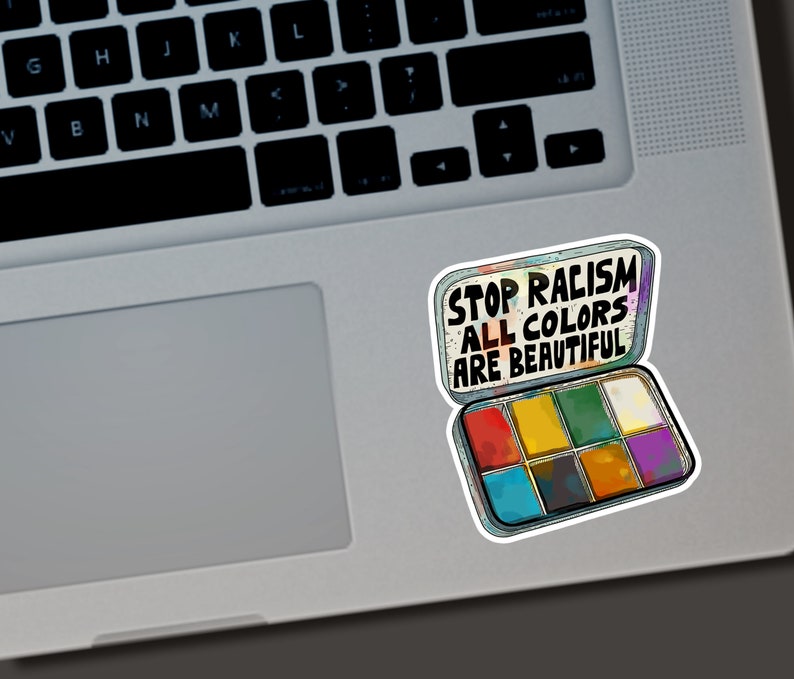 Stop Racism Sticker, Racism, Vinyl Stickers, Solidarity, Blm, Leftist, Stop Racism, Justice, Marxism, Rights image 3