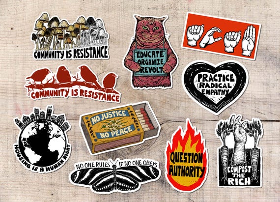Activism Sticker Pack 9, Coupon, Bundle, Acab, Leftist, Communist, Eat The Rich, Activist, Immigrant, Justice, 1312
