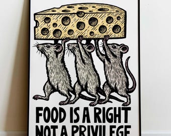 Food Is A Right-poster, sociale rechtvaardigheid kunstafdruk