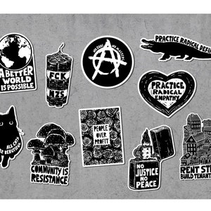 Aktivismus Sticker Pack, Punk, Linke, Kommunismus, Coupon, Eat The Rich, Gerechtigkeit, Anarchist, Sozialismus