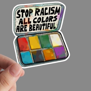 Stop Racism Sticker, Racism, Vinyl Stickers, Solidarity, Blm, Leftist, Stop Racism, Justice, Marxism, Rights image 4