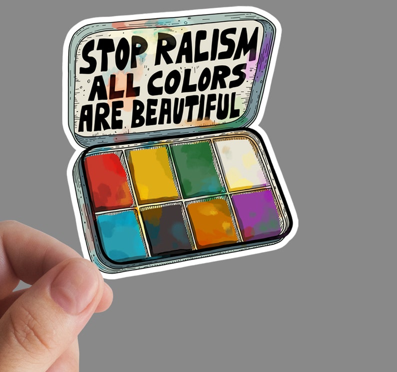 Stop Racism Sticker, Racism, Vinyl Stickers, Solidarity, Blm, Leftist, Stop Racism, Justice, Marxism, Rights image 4