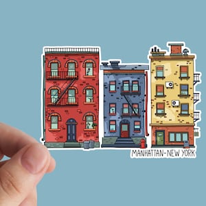 Manhattan Sticker, New York Sticker, City, Laptop Stickers, America, Christmas Gift, Vinyl Stickers