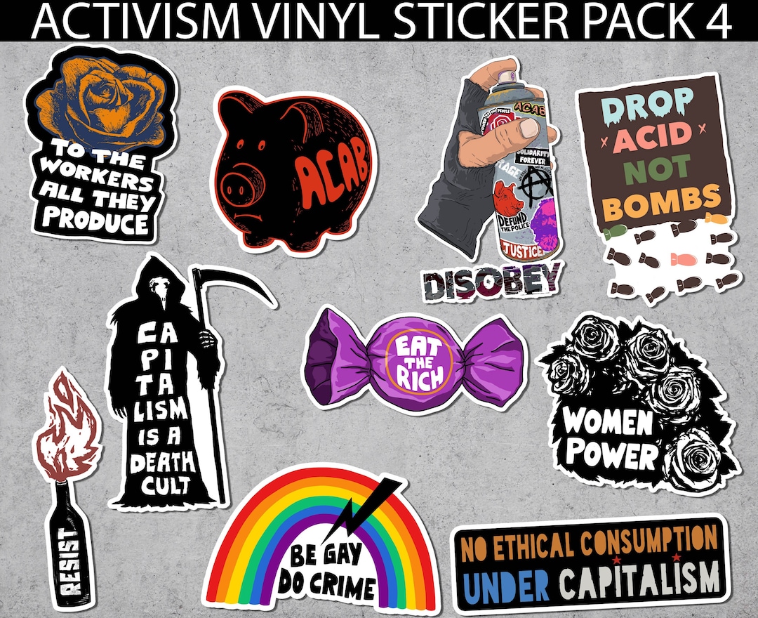 Left Group Sticker Activism Sticker Pack 4, Bundle, Acab, Leftist, Communism, Coupon, Eat ...