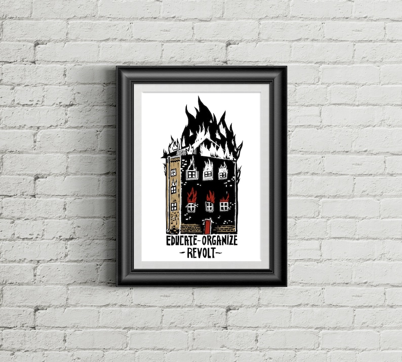 Educate Organize Revolt Print, Socialism, Political Anti Capitalist Art image 3