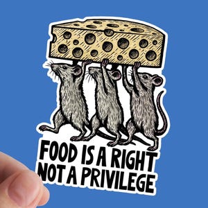 Sticker Food is A Right, marxistisch, socialisme, communistisch, rechten, verenigt, Eat The Rich, links, sociale rechtvaardigheid, immigrant